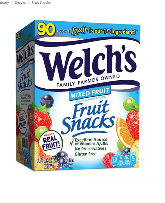 Welch's Mixed Fruit Fruit Snack - 90 unidades de 22g cada